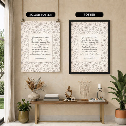 Lamentations 3:21-24 Vintage Floral Poster/Canvas