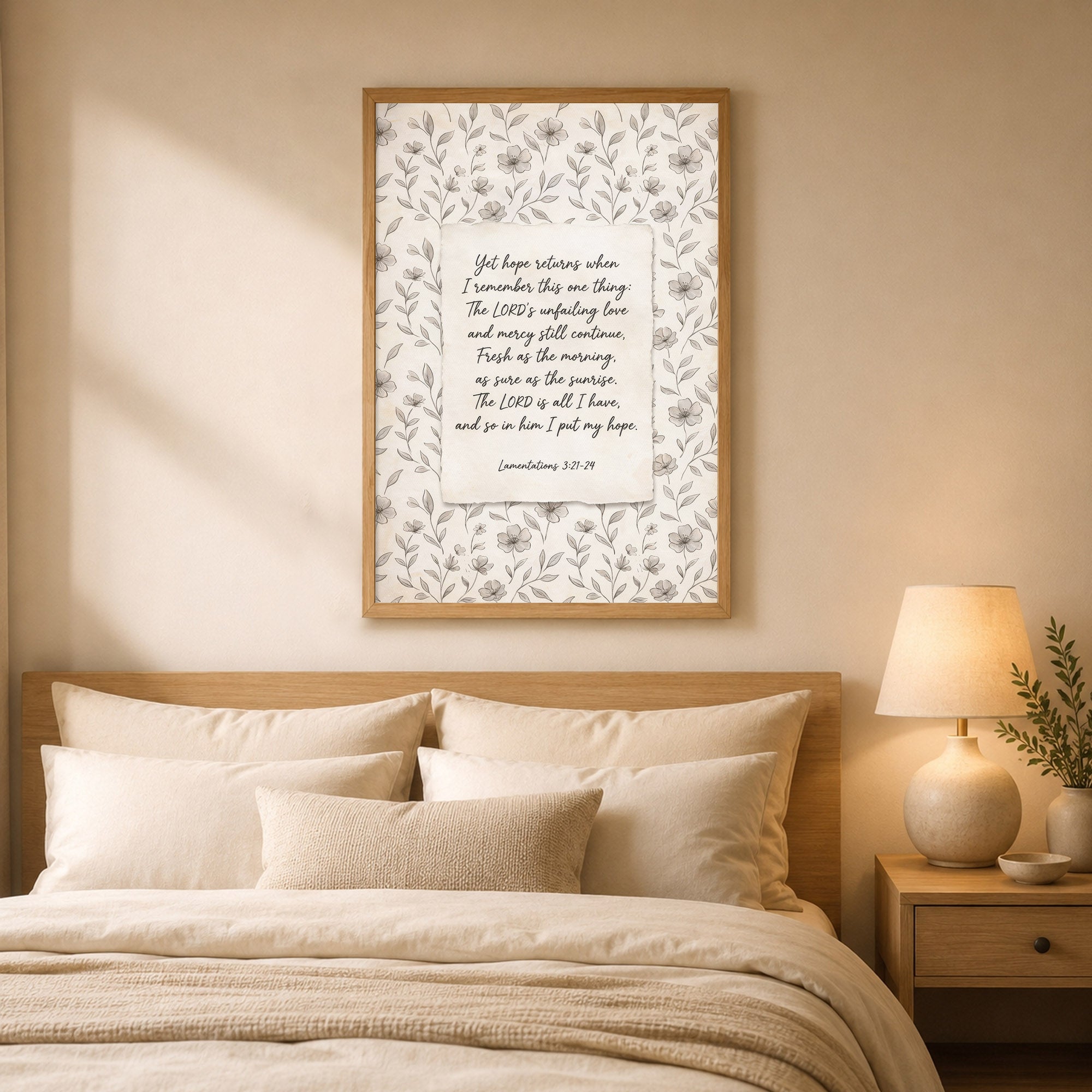 Lamentations 3:21-24 Vintage Floral Poster/Canvas