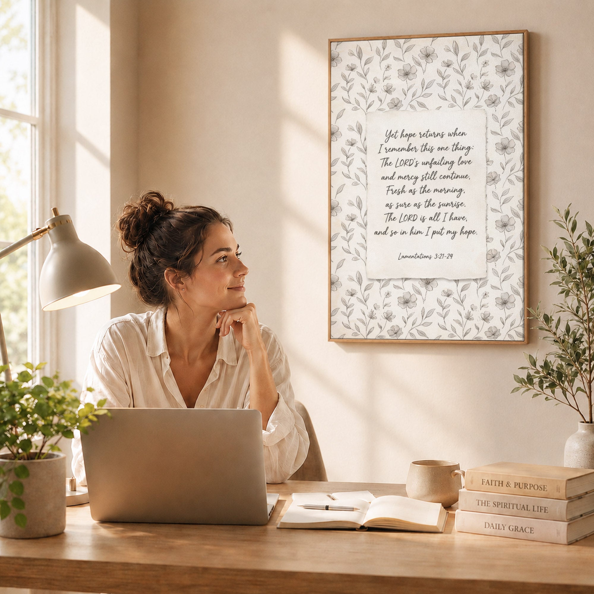 Lamentations 3:21-24 Vintage Floral Poster/Canvas