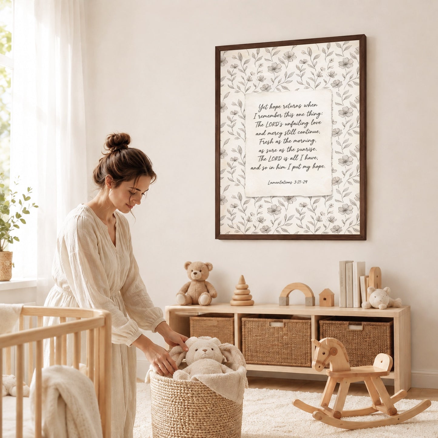 Lamentations 3:21-24 Vintage Floral Poster/Canvas