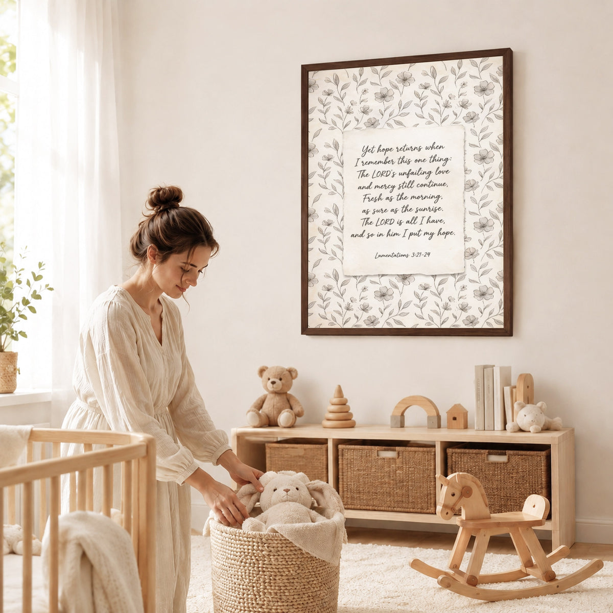 Lamentations 3:21-24 Vintage Floral Poster/Canvas