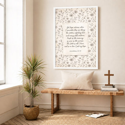 Lamentations 3:21-24 Vintage Floral Poster/Canvas