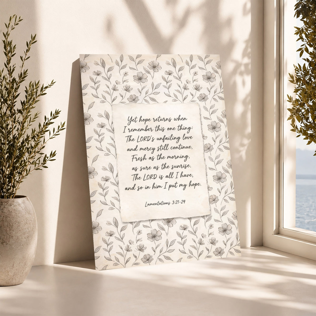 Lamentations 3:21-24 Vintage Floral Poster/Canvas