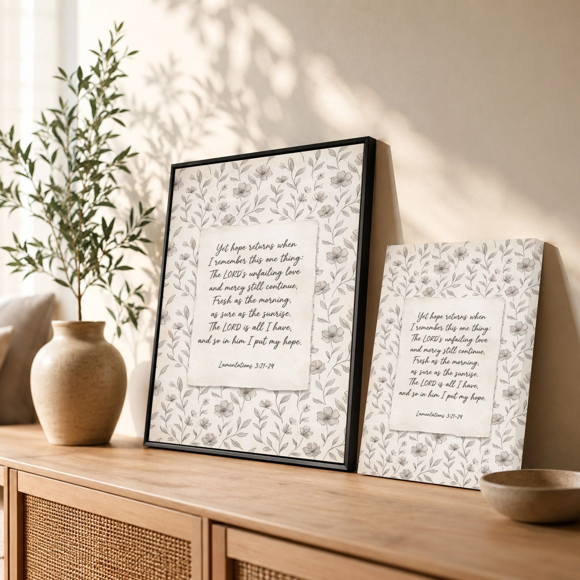 Lamentations 3:21-24 Vintage Floral Poster/Canvas