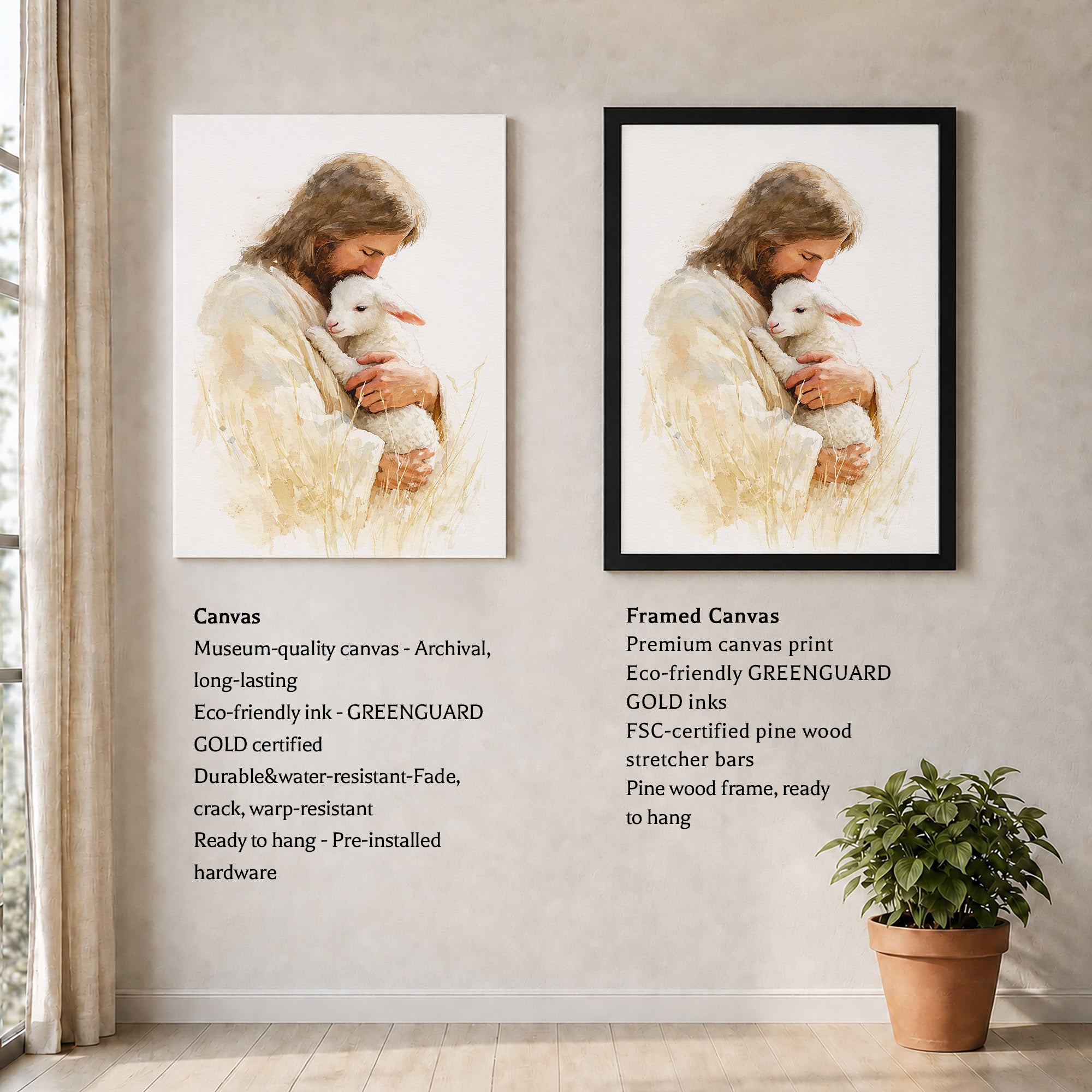 Jesus And The Lost Sheep Poster/Canvas