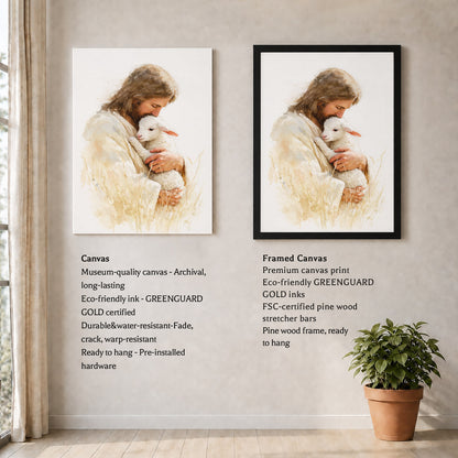 Jesus And The Lost Sheep Poster/Canvas