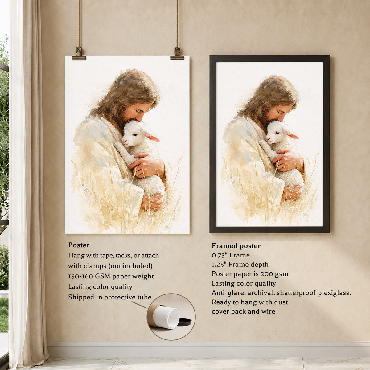 Jesus And The Lost Sheep Poster/Canvas