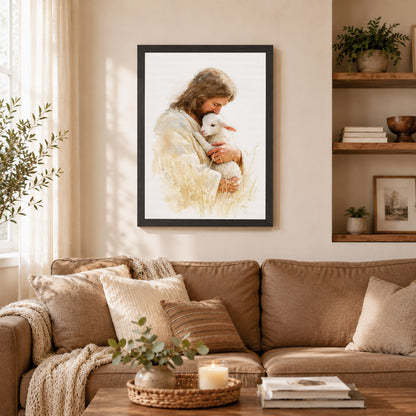 Jesus And The Lost Sheep Poster/Canvas