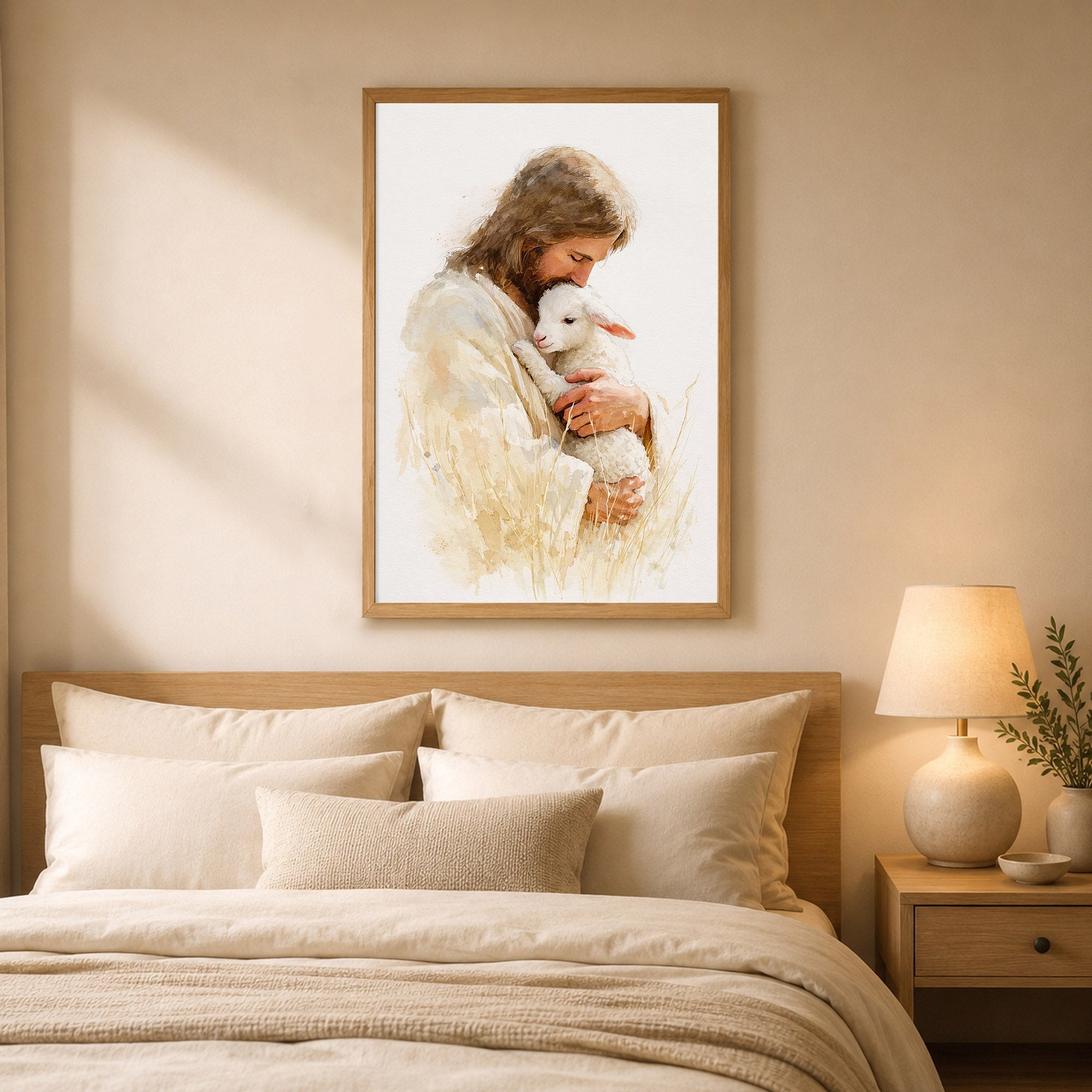 Jesus And The Lost Sheep Poster/Canvas
