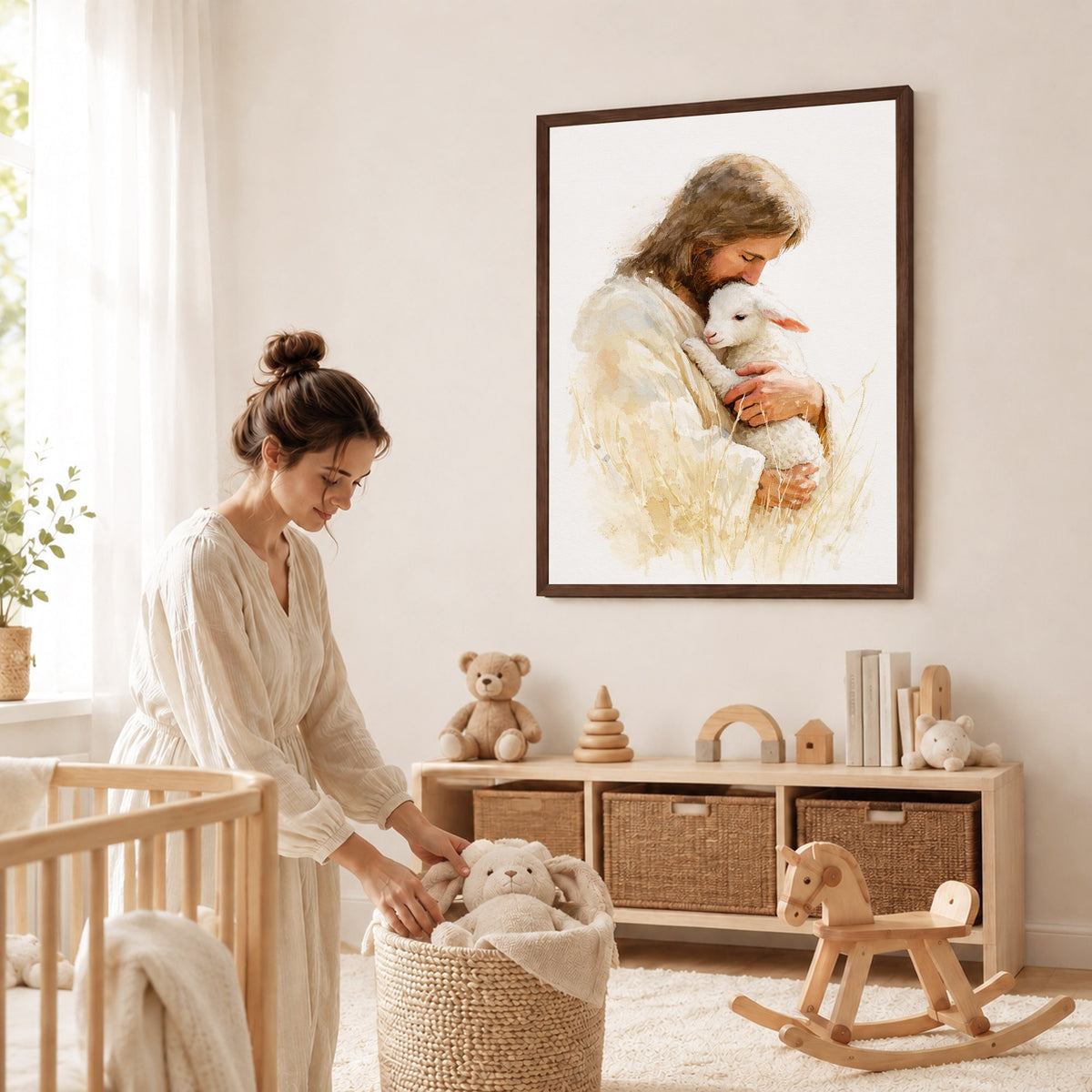 Jesus And The Lost Sheep Poster/Canvas