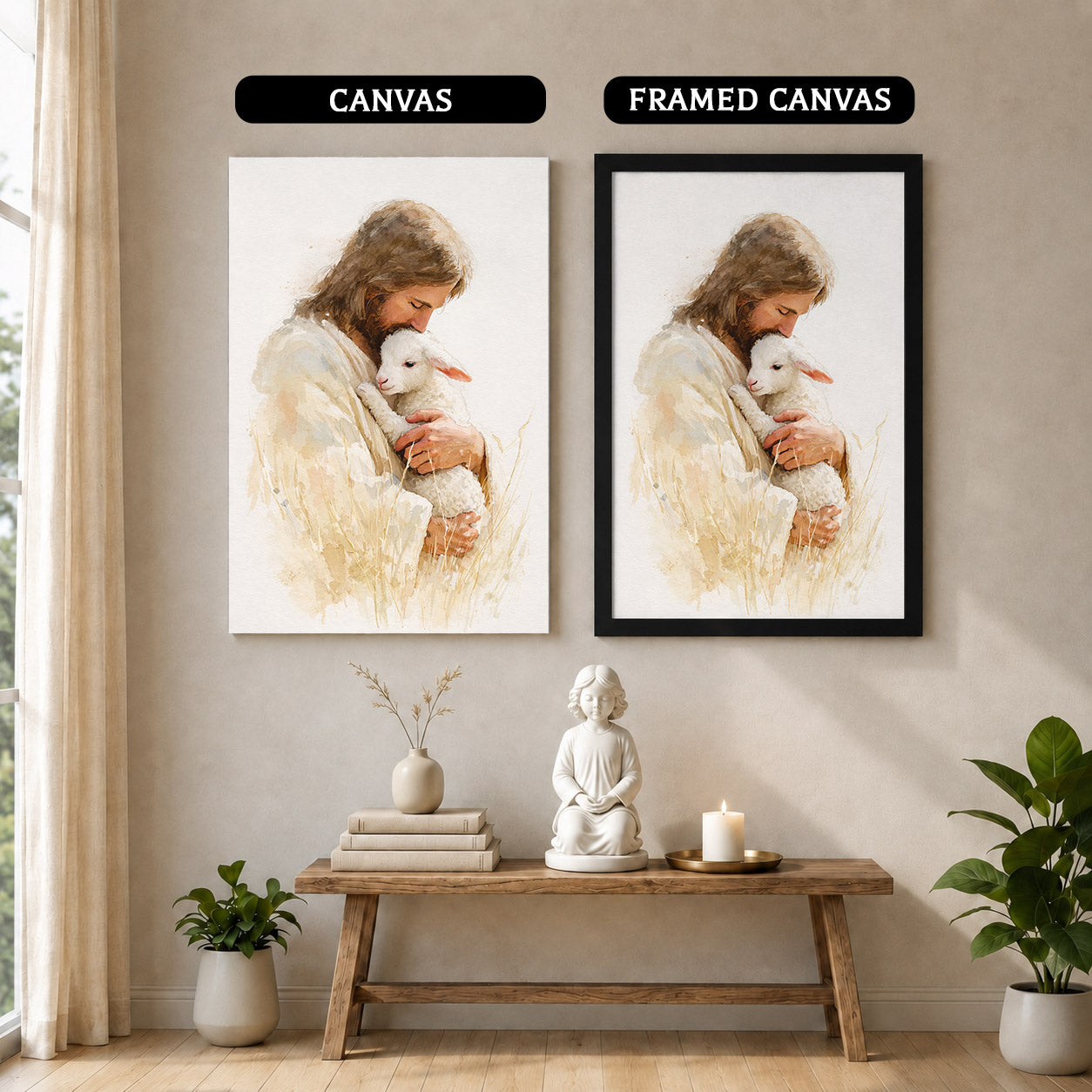 Jesus And The Lost Sheep Poster/Canvas