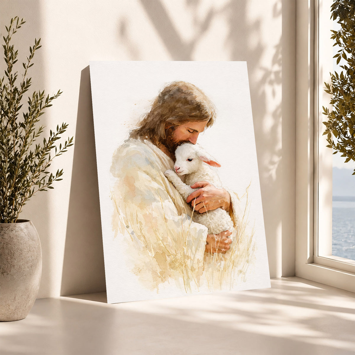 Jesus And The Lost Sheep Poster/Canvas