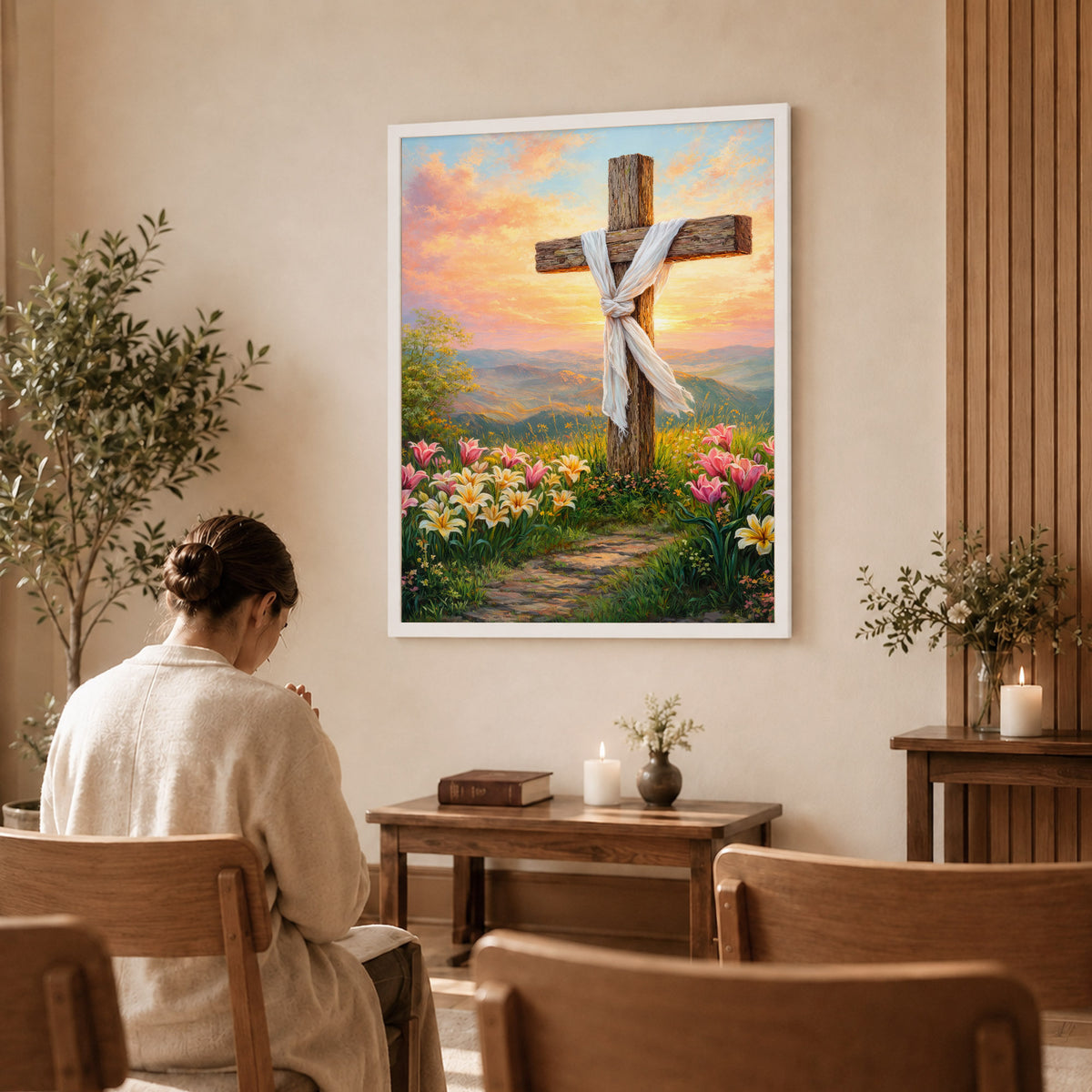Easter Sunrise Empty Cross Poster/Canvas
