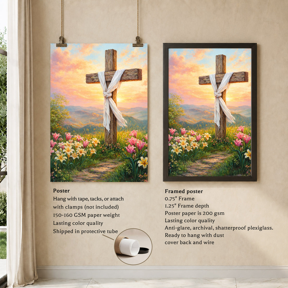 Easter Sunrise Empty Cross Poster/Canvas