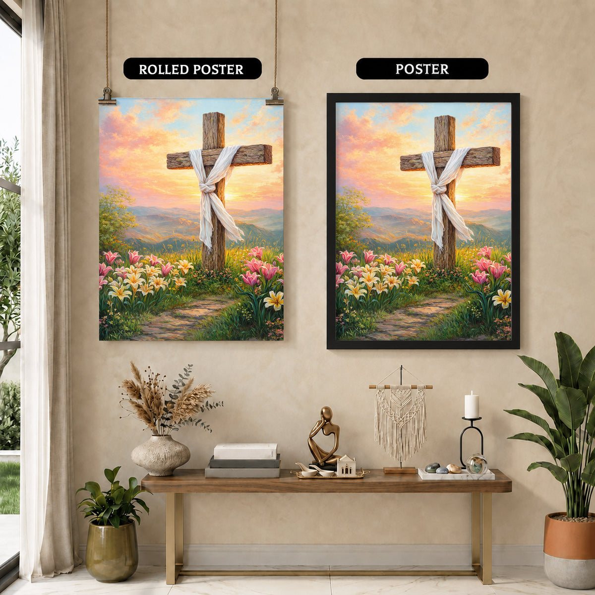 Easter Sunrise Empty Cross Poster/Canvas
