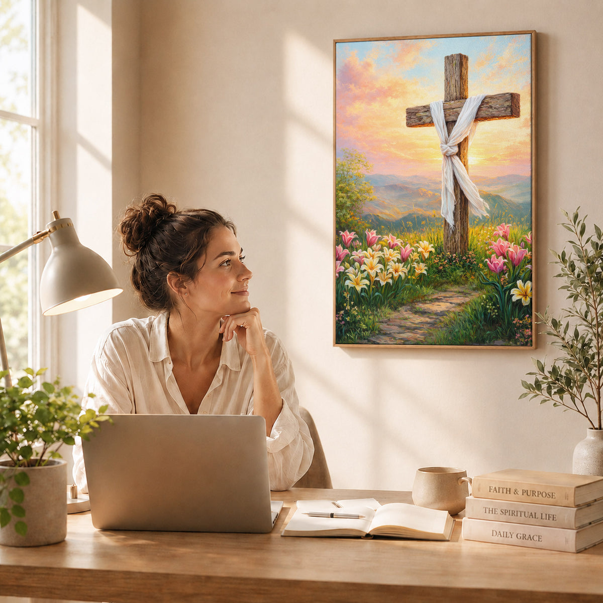 Easter Sunrise Empty Cross Poster/Canvas