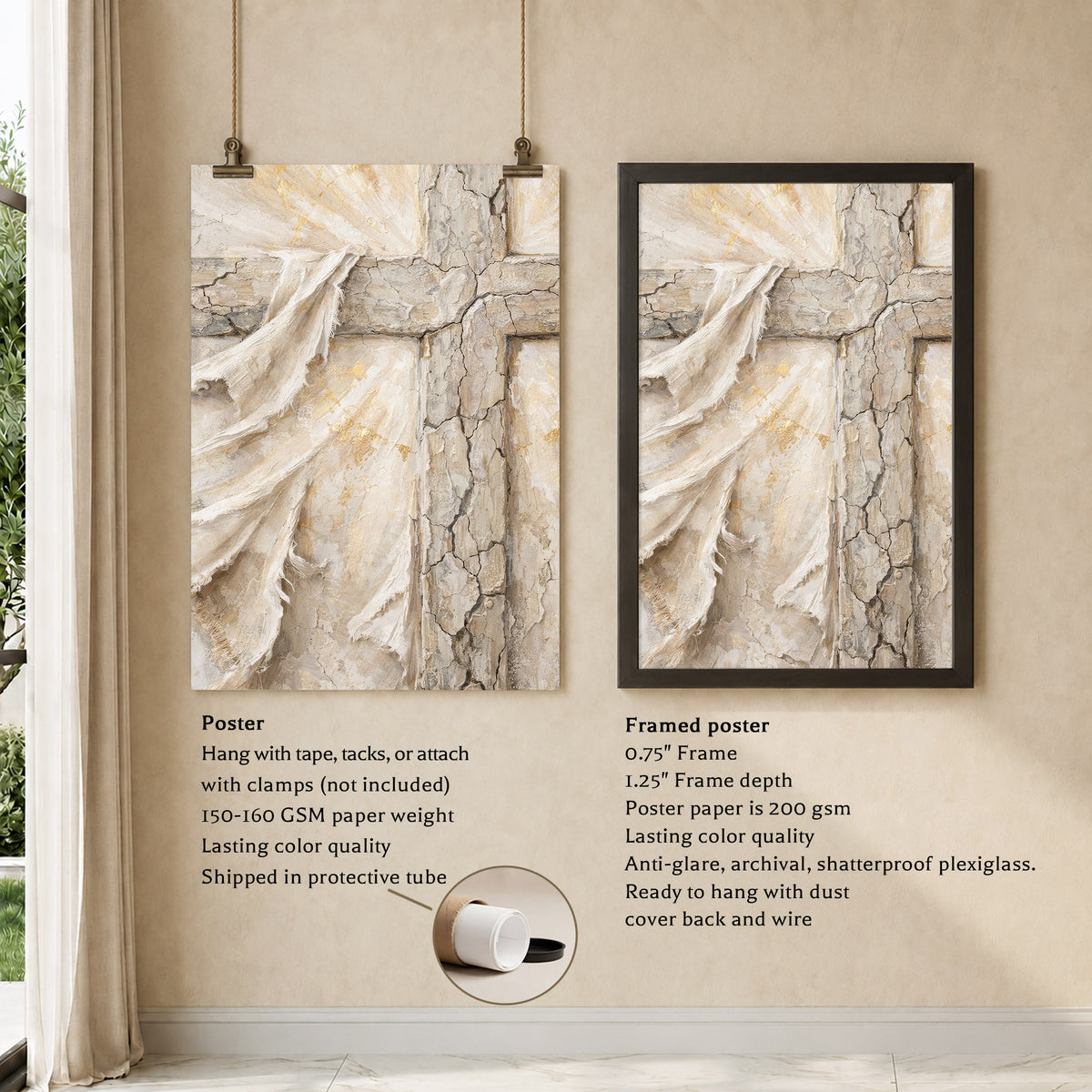 Abstract Resurrection Cross Poster/Canvas