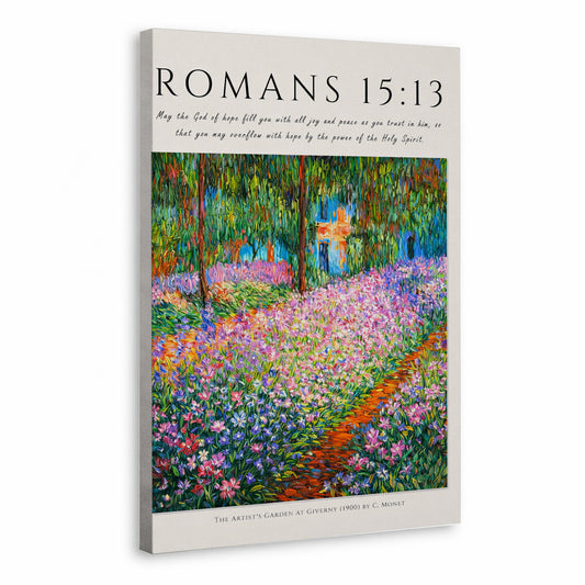 Romans 15:13 Bible Verse Floral Garden Wall Art Poster/Canvas