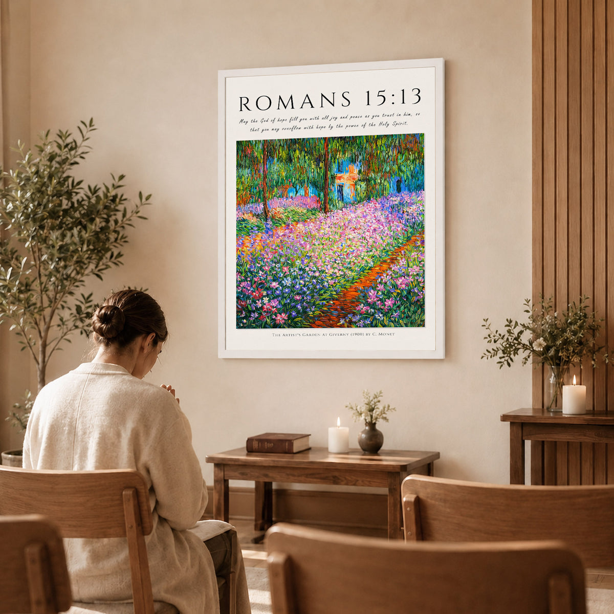 Romans 15:13 Bible Verse Floral Garden Wall Art Poster/Canvas