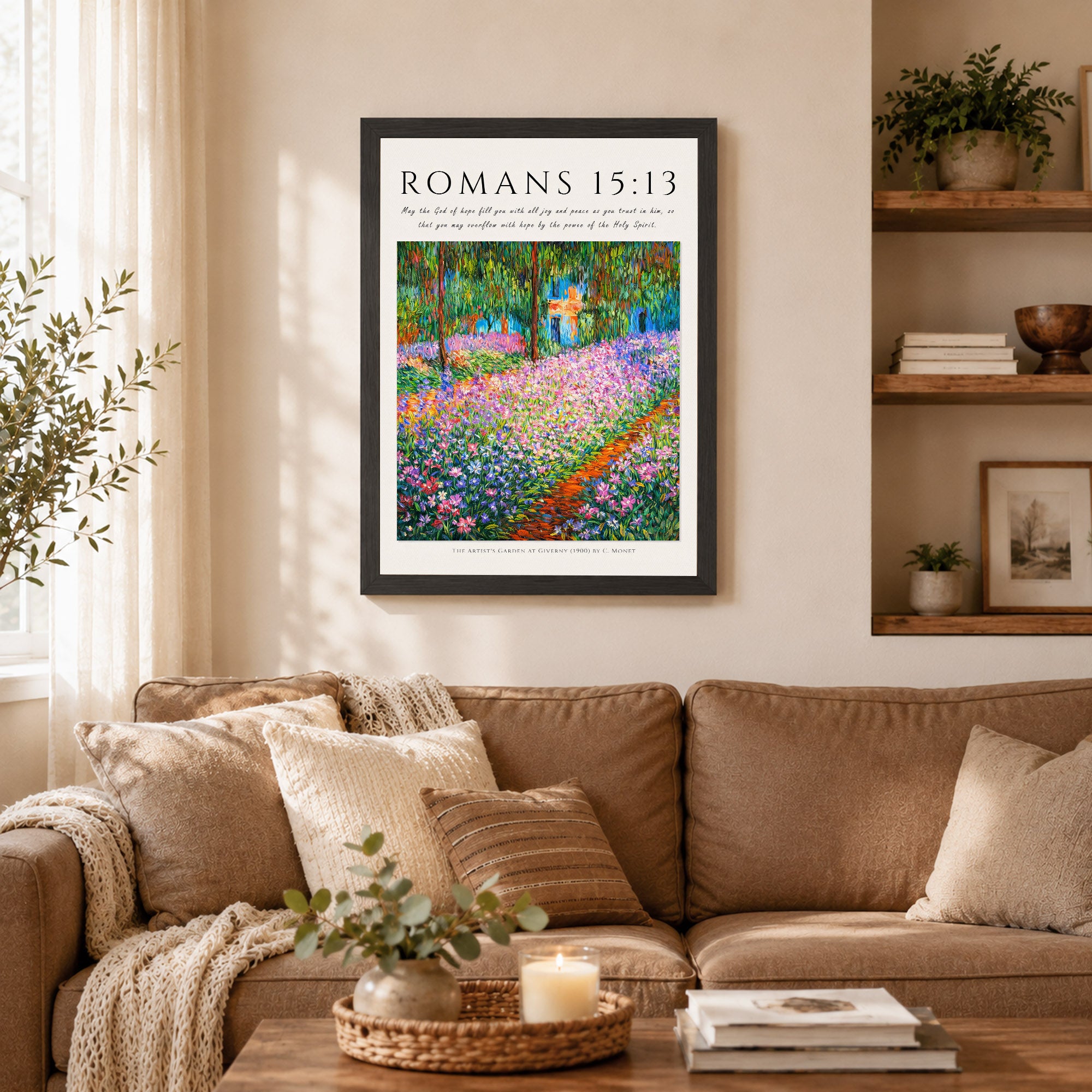 Romans 15:13 Bible Verse Floral Garden Wall Art Poster/Canvas