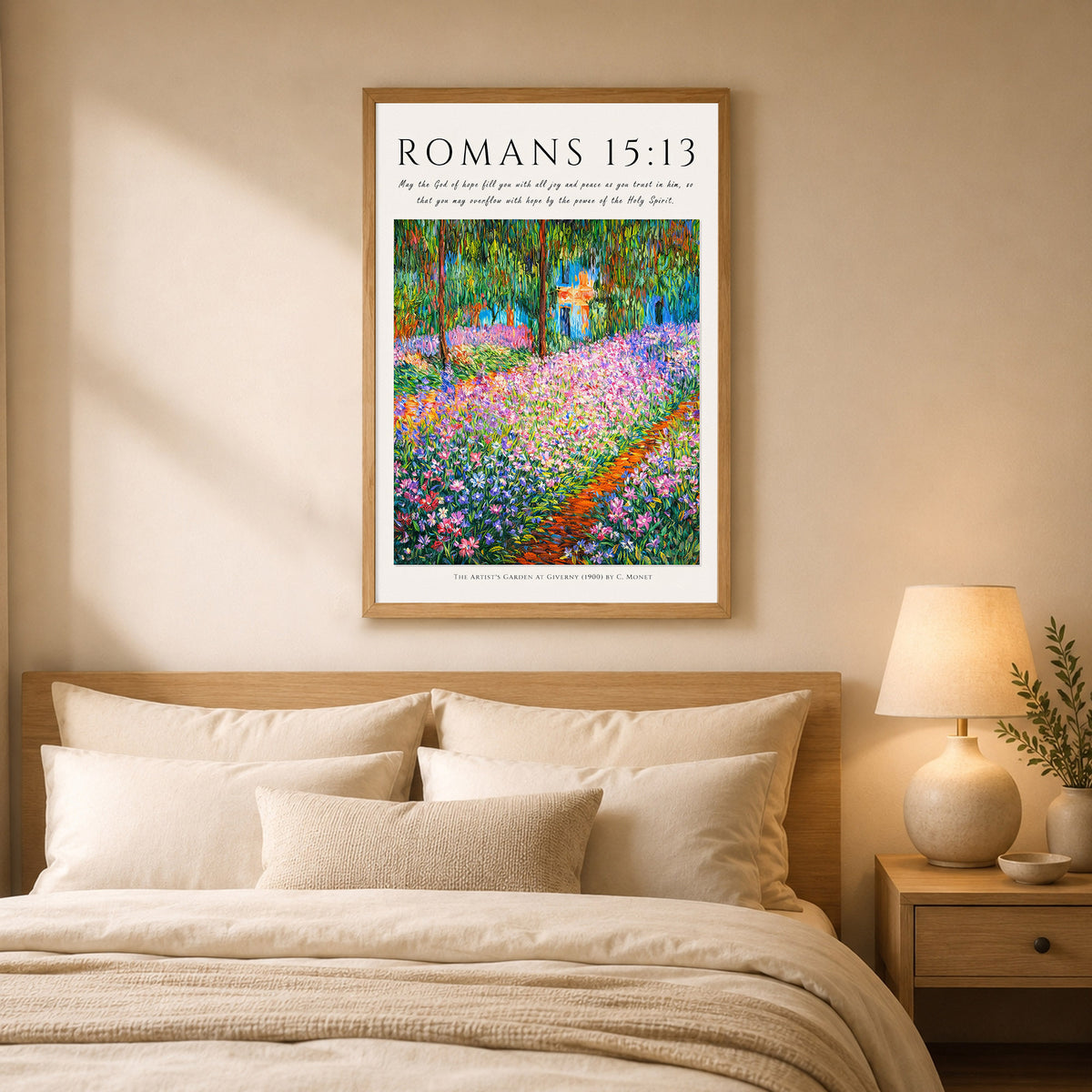 Romans 15:13 Bible Verse Floral Garden Wall Art Poster/Canvas