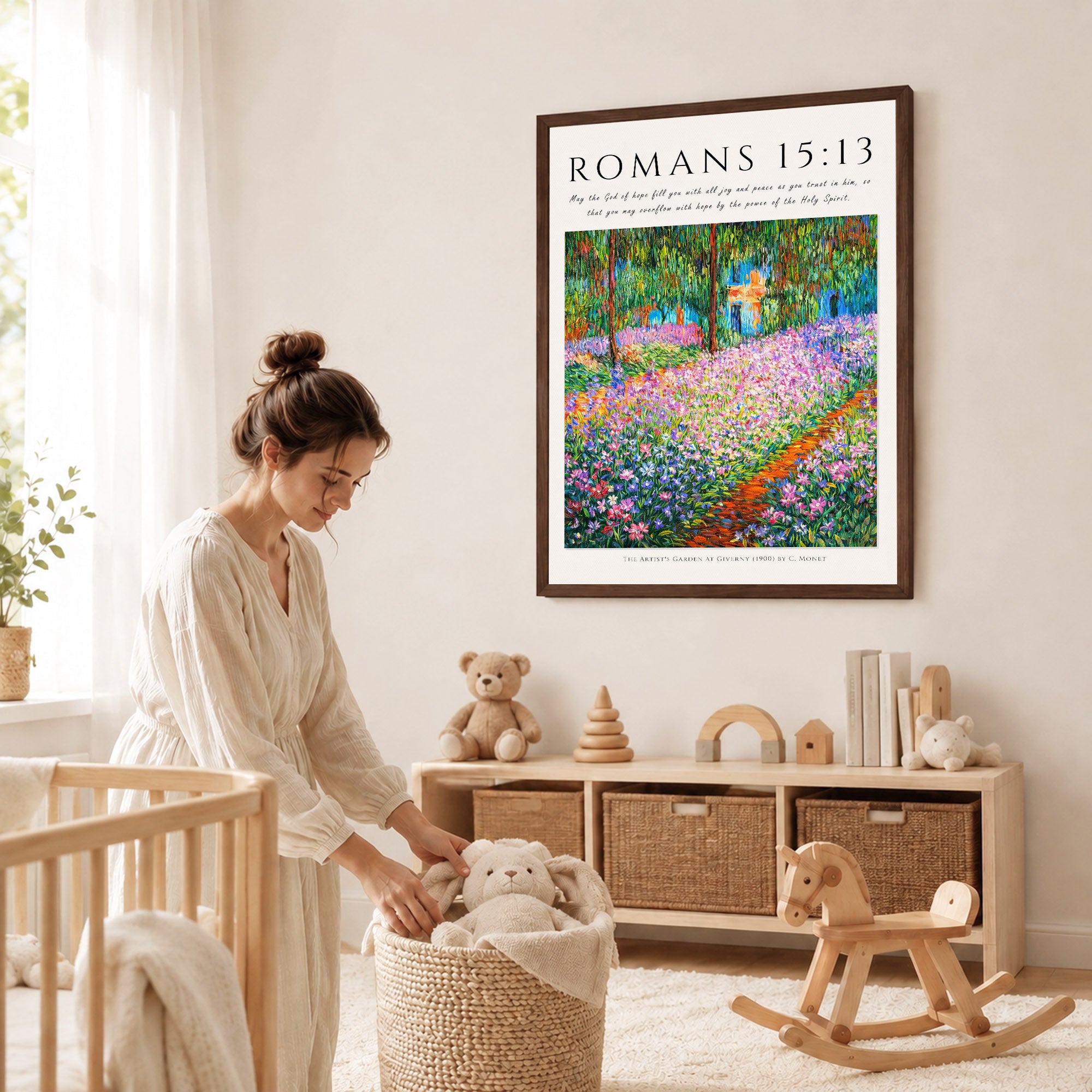 Romans 15:13 Bible Verse Floral Garden Wall Art Poster/Canvas