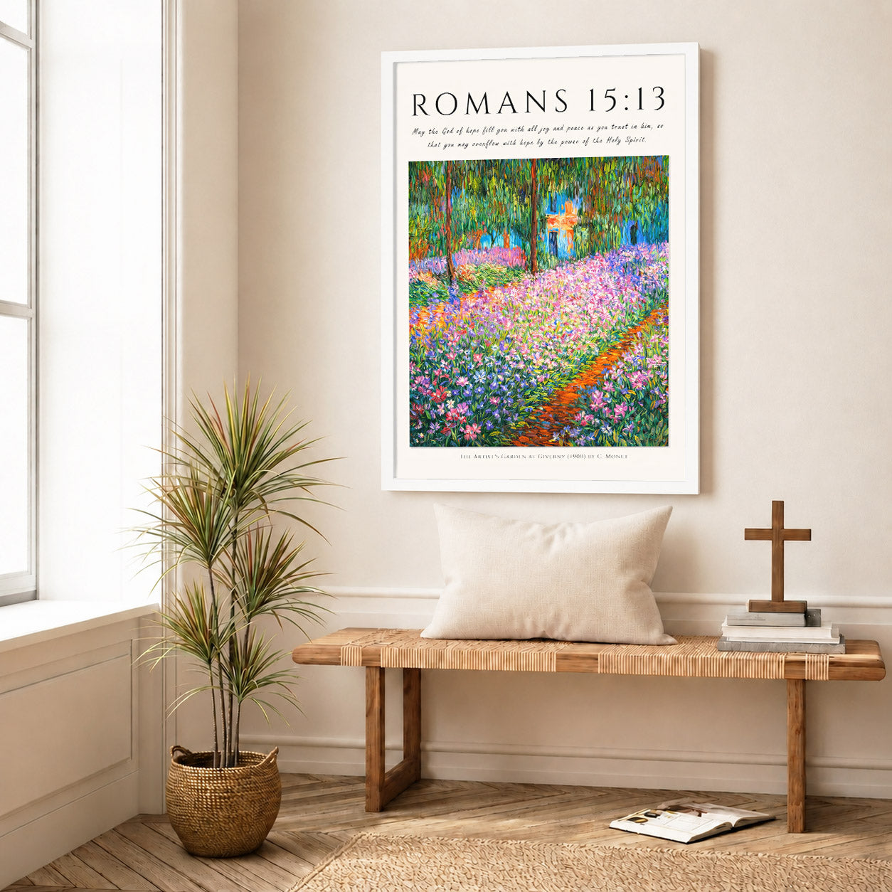 Romans 15:13 Bible Verse Floral Garden Wall Art Poster/Canvas