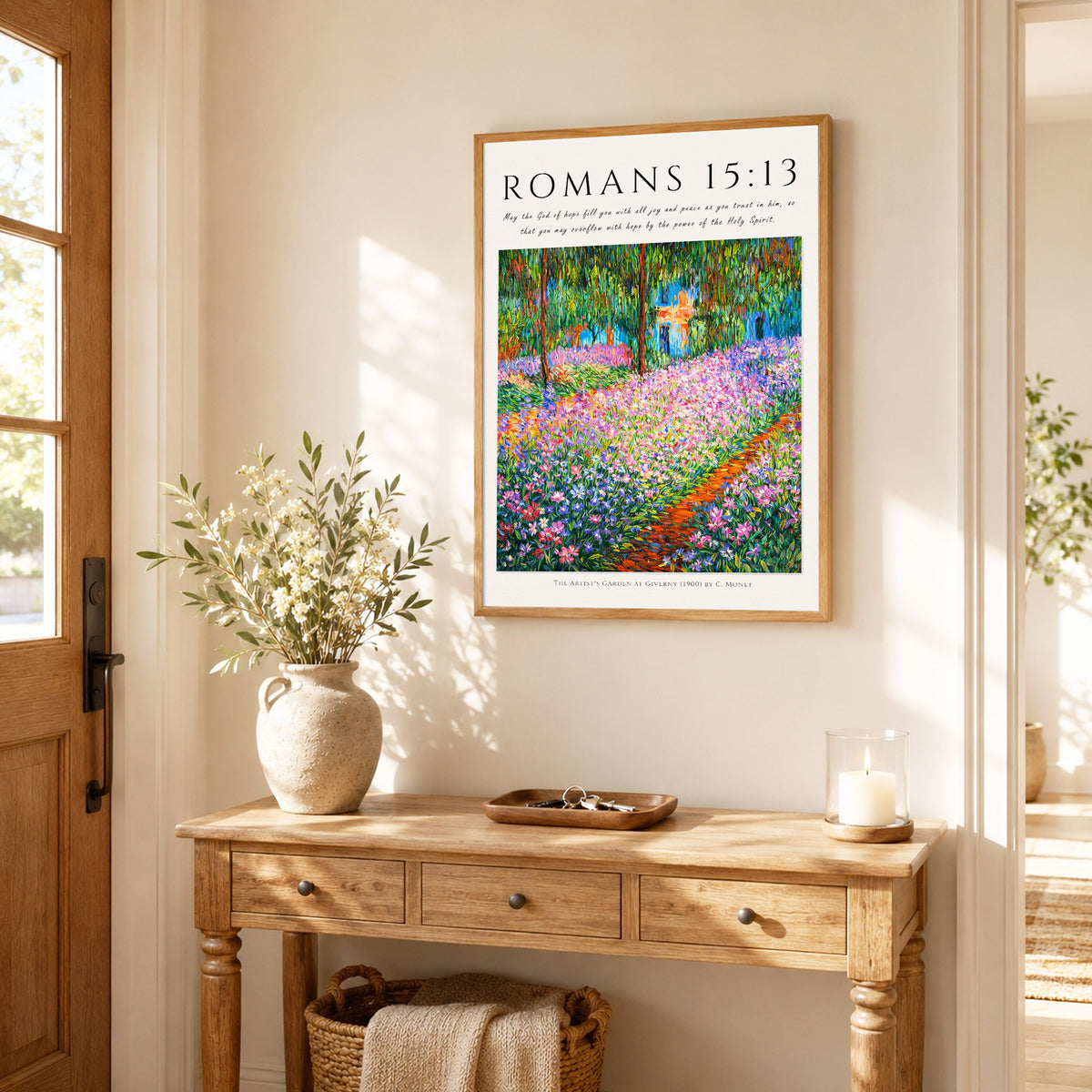 Romans 15:13 Bible Verse Floral Garden Wall Art Poster/Canvas