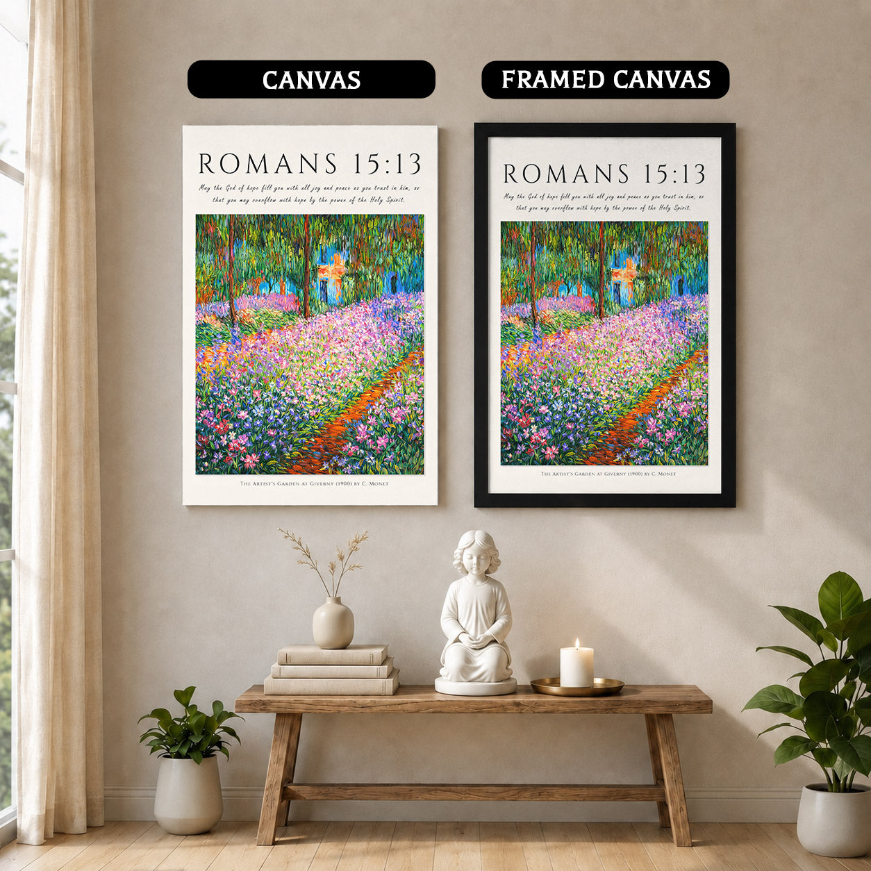 Romans 15:13 Bible Verse Floral Garden Wall Art Poster/Canvas
