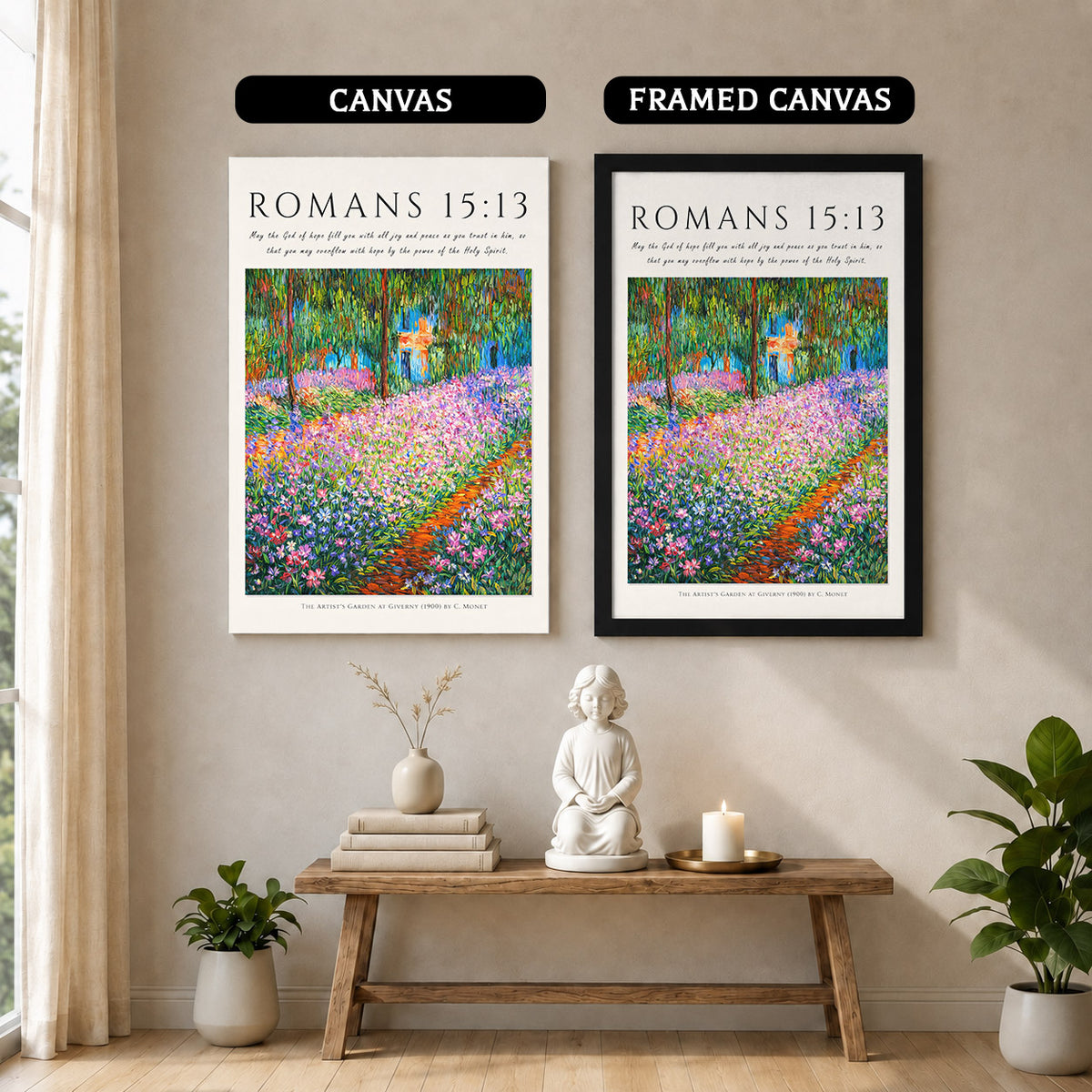 Romans 15:13 Bible Verse Floral Garden Wall Art Poster/Canvas