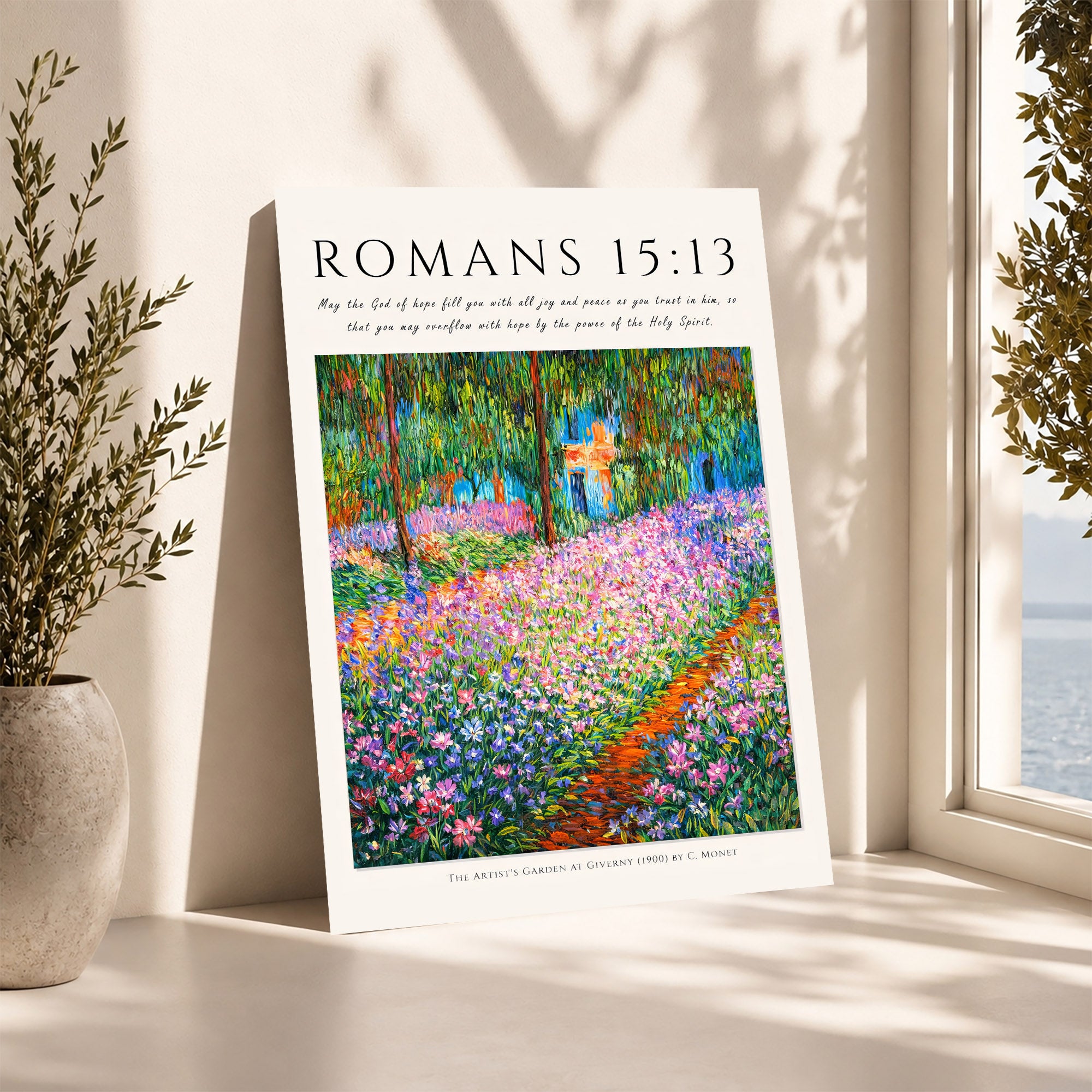 Romans 15:13 Bible Verse Floral Garden Wall Art Poster/Canvas