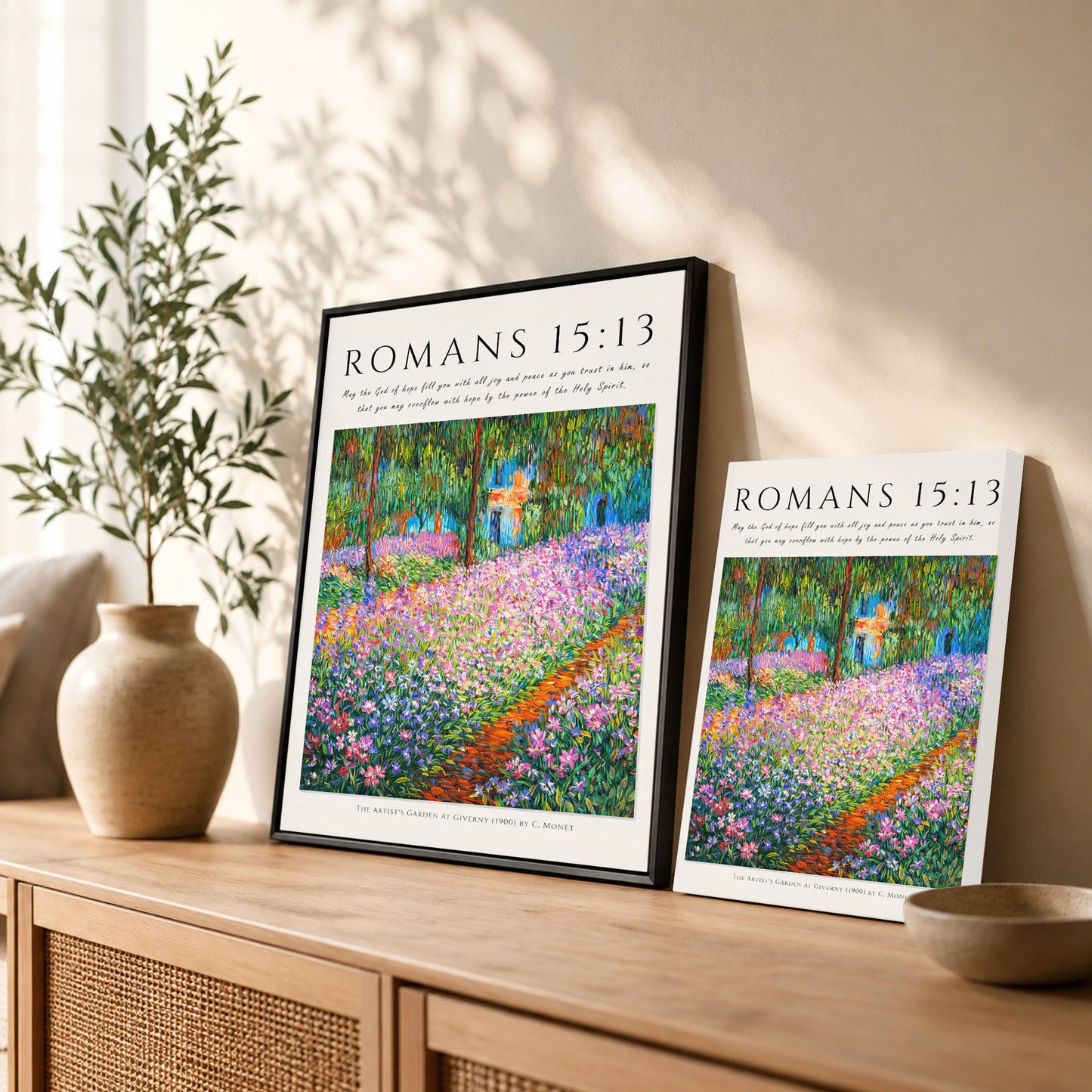 Romans 15:13 Bible Verse Floral Garden Wall Art Poster/Canvas