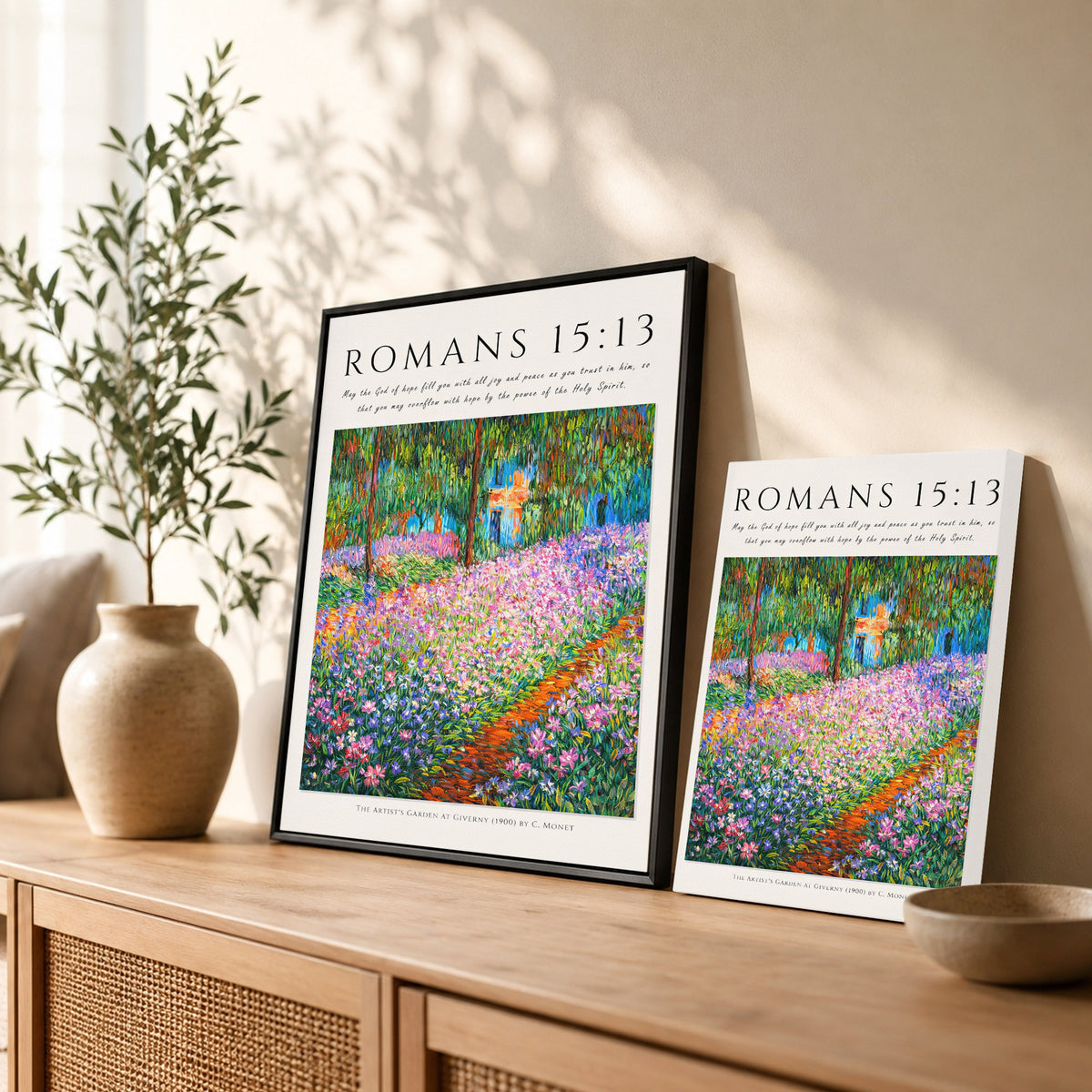 Romans 15:13 Bible Verse Floral Garden Wall Art Poster/Canvas