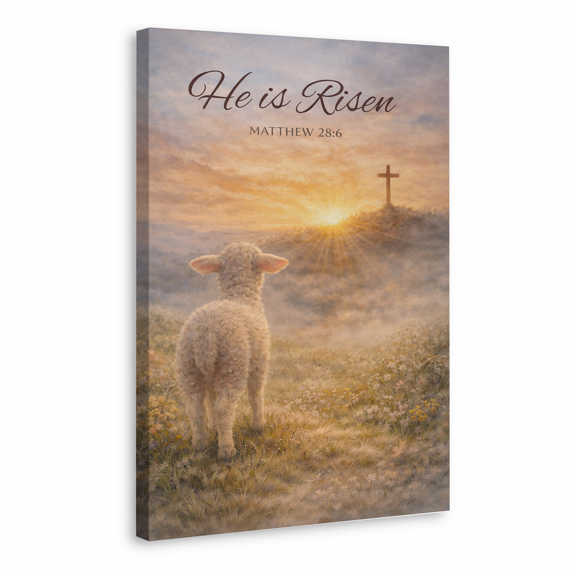 He Is Risen Matthew 28:6 Lamb Easter Christian Wall Art Poster/Canvas