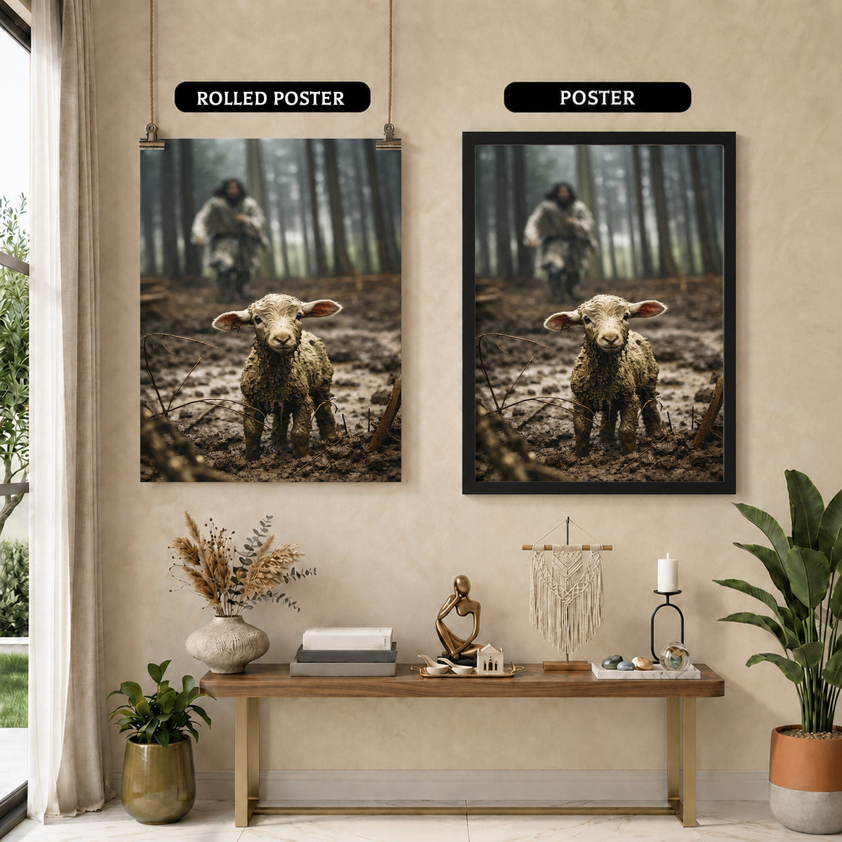 Jesus and Lamb Poster/Canvas