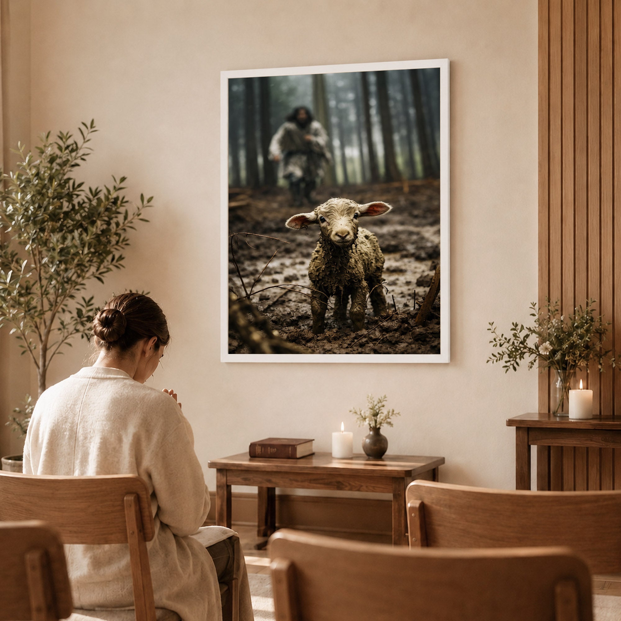 Jesus and Lamb Poster/Canvas
