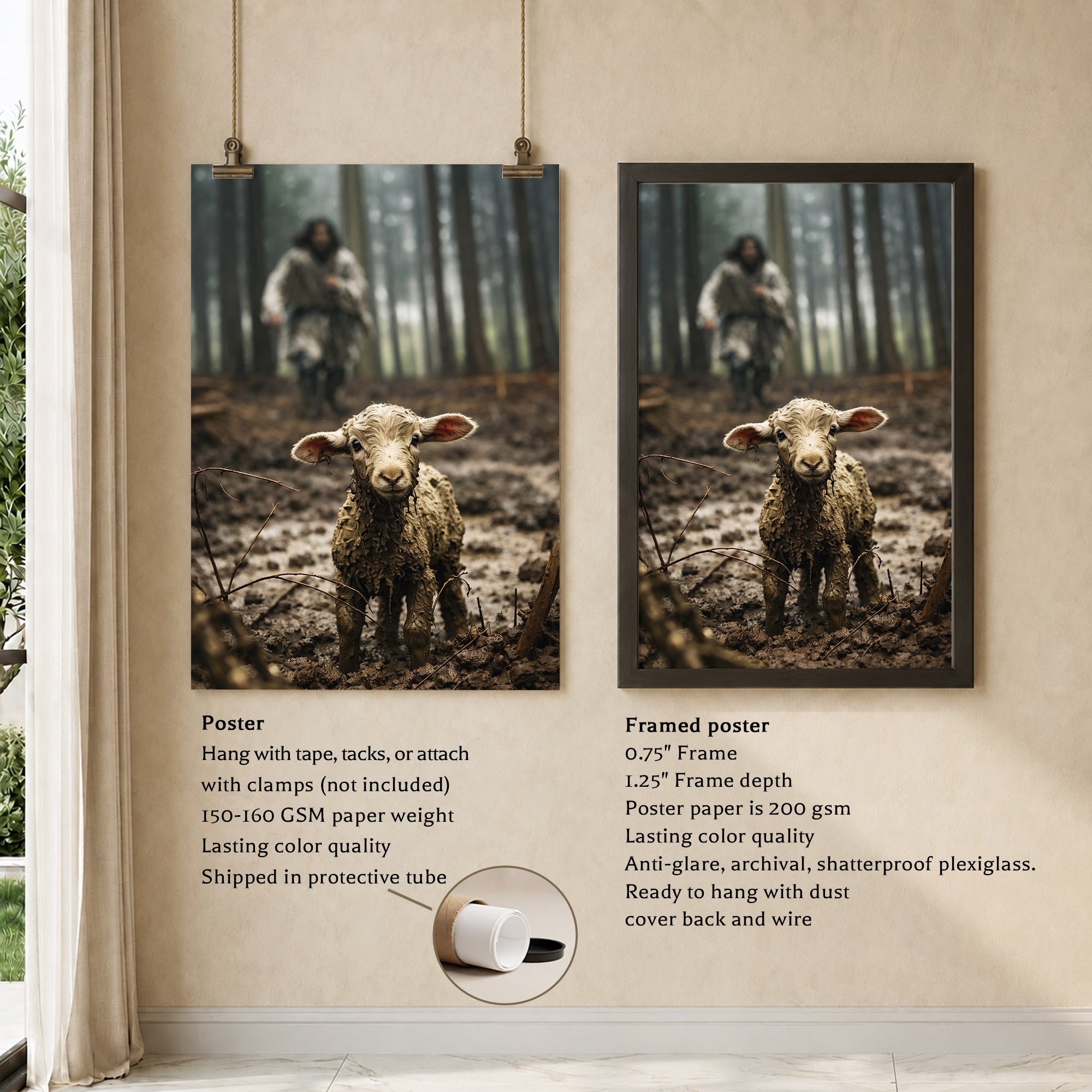 Jesus and Lamb Poster/Canvas