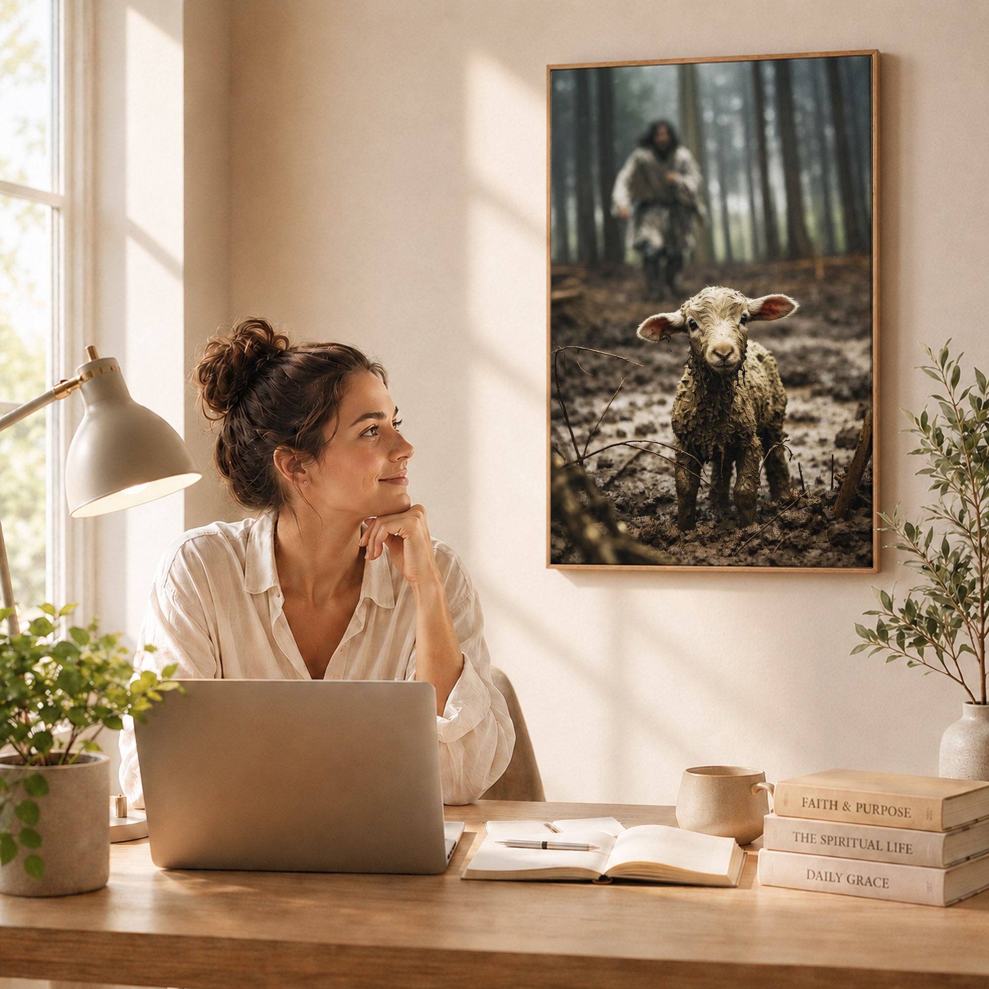 Jesus and Lamb Poster/Canvas