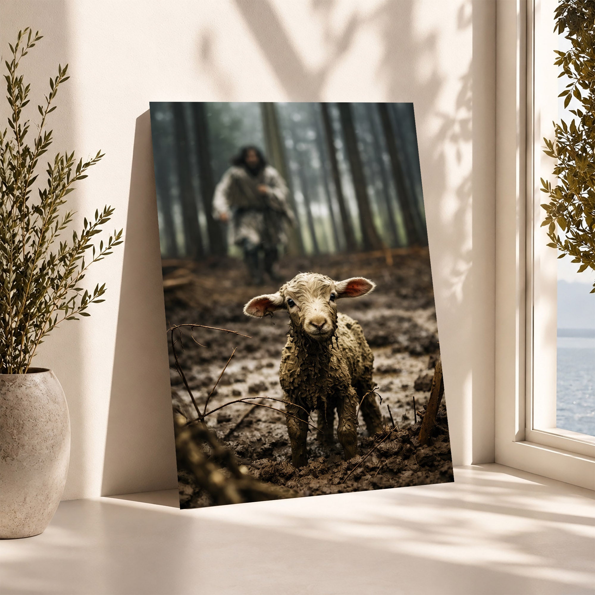 Jesus and Lamb Poster/Canvas