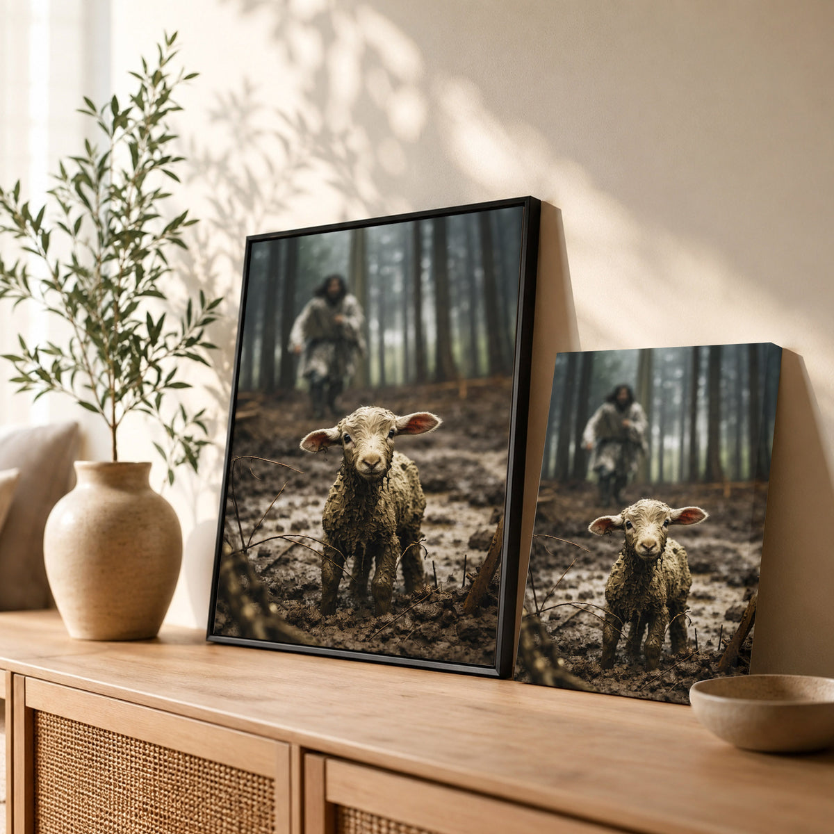 Jesus and Lamb Poster/Canvas
