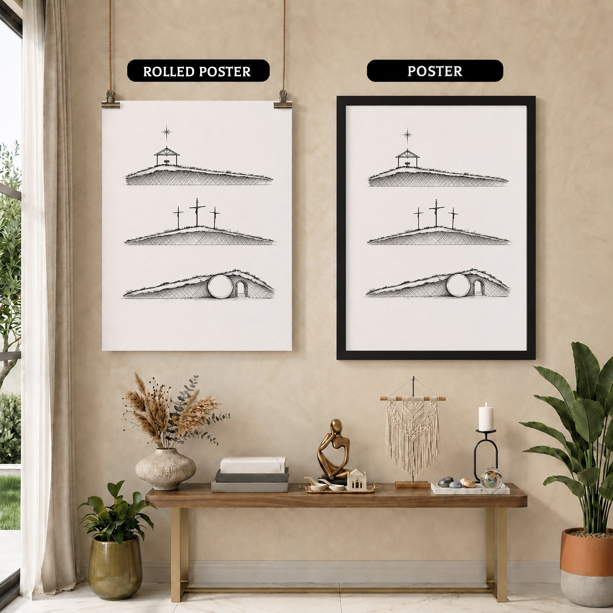 Christian Timeline Minimal Line Art Poster/Canvas