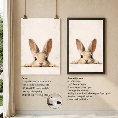 Curious Bunny Minimalist Kids Room Decor - Poster/Canvas
