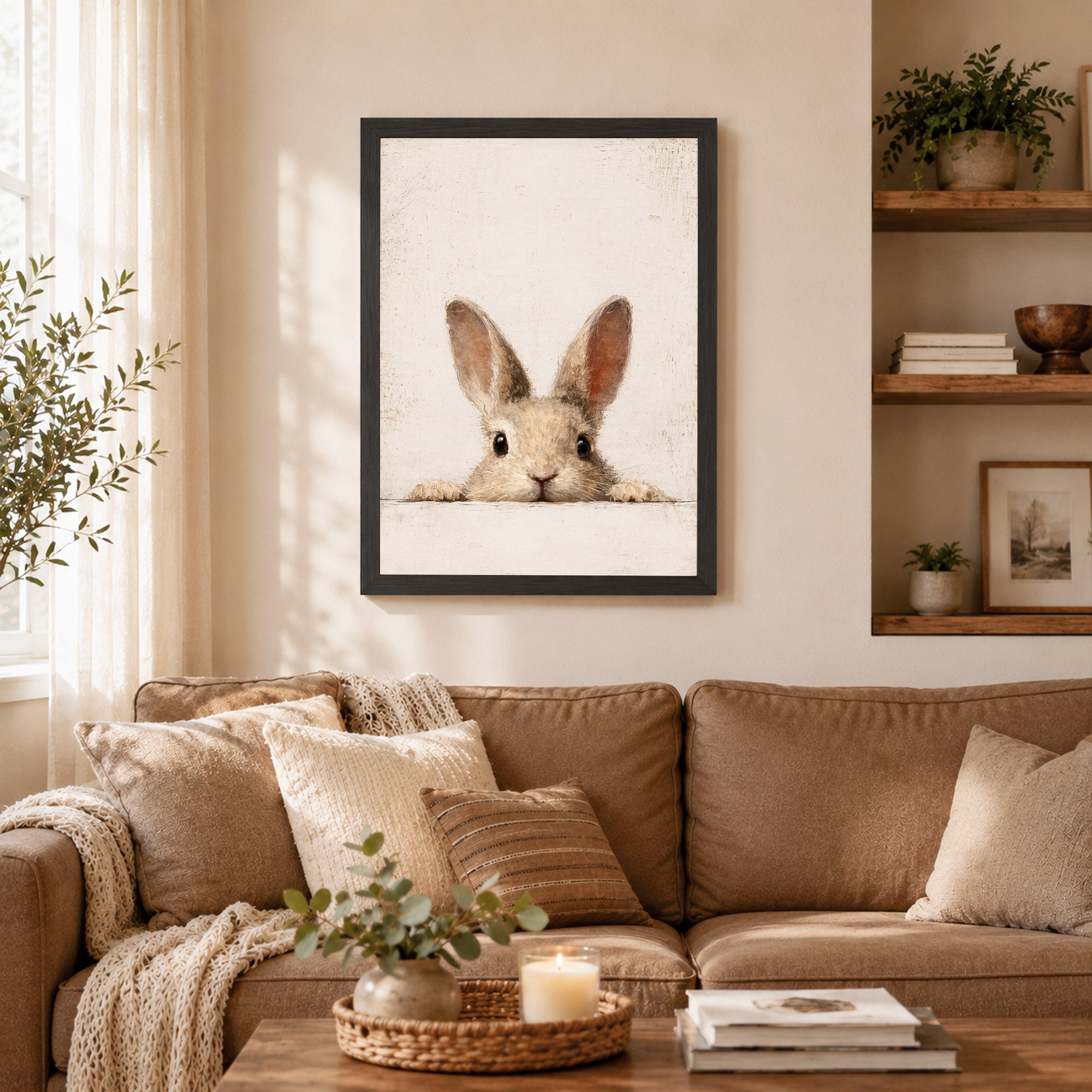 Curious Bunny Minimalist Kids Room Decor - Poster/Canvas