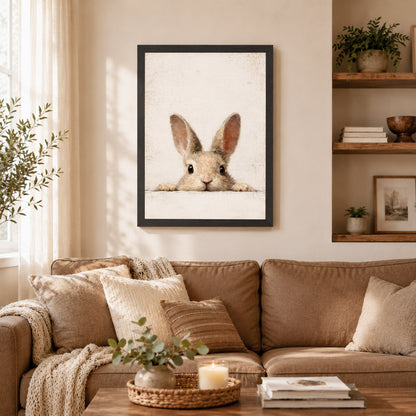 Curious Bunny Minimalist Kids Room Decor - Poster/Canvas