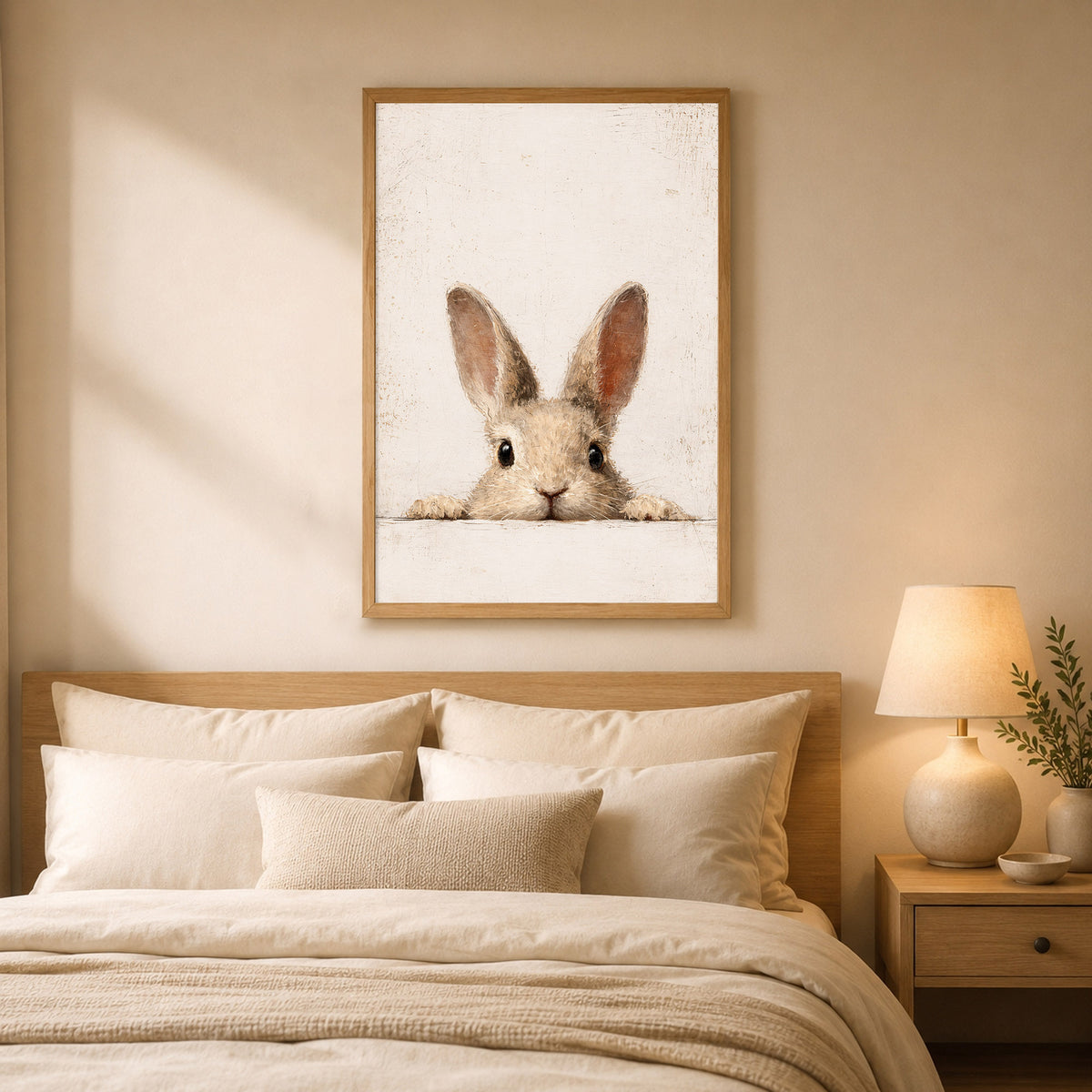 Curious Bunny Minimalist Kids Room Decor - Poster/Canvas