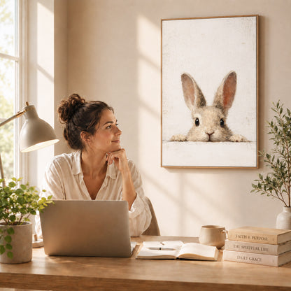 Curious Bunny Minimalist Kids Room Decor - Poster/Canvas