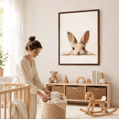 Curious Bunny Minimalist Kids Room Decor - Poster/Canvas