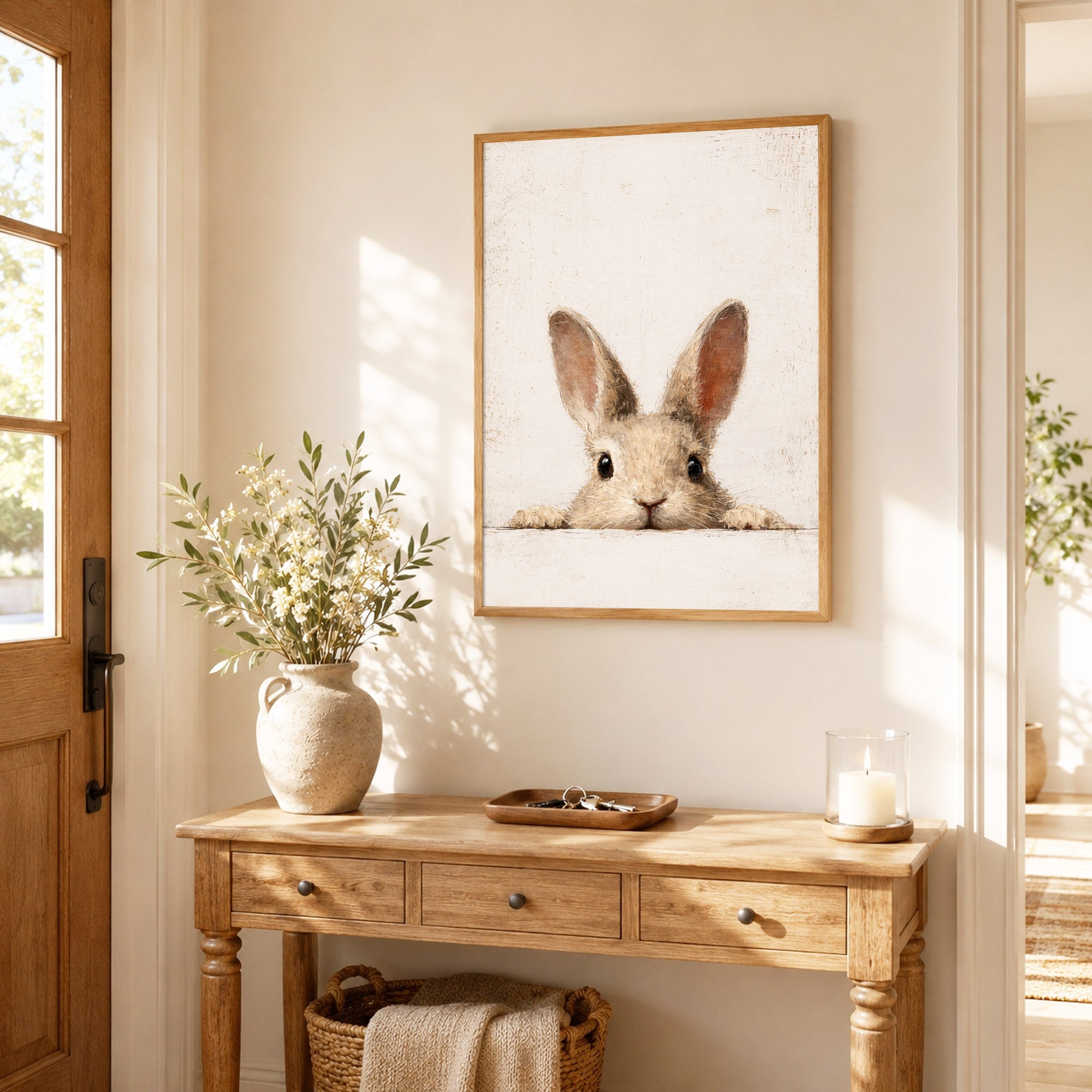 Curious Bunny Minimalist Kids Room Decor - Poster/Canvas