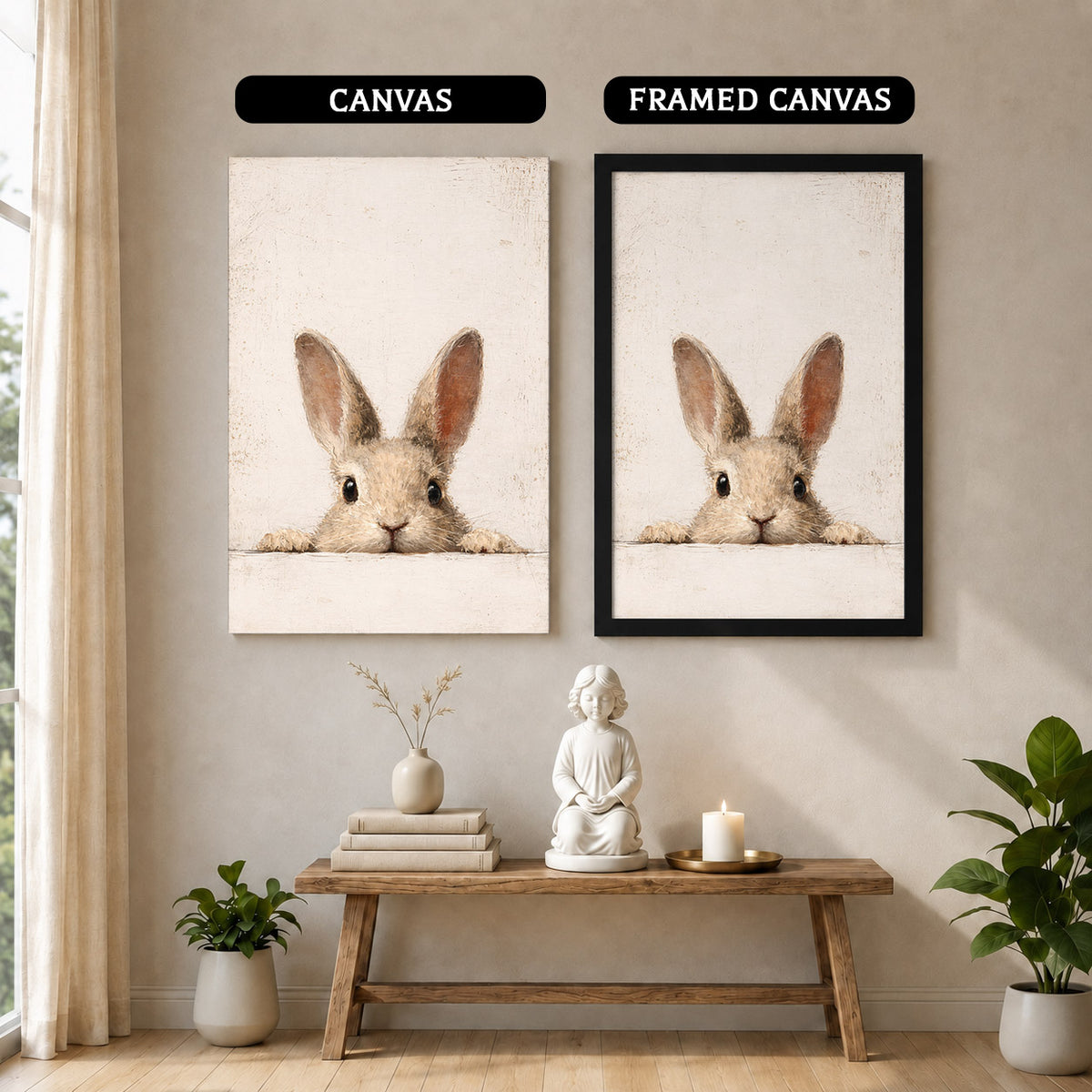 Curious Bunny Minimalist Kids Room Decor - Poster/Canvas