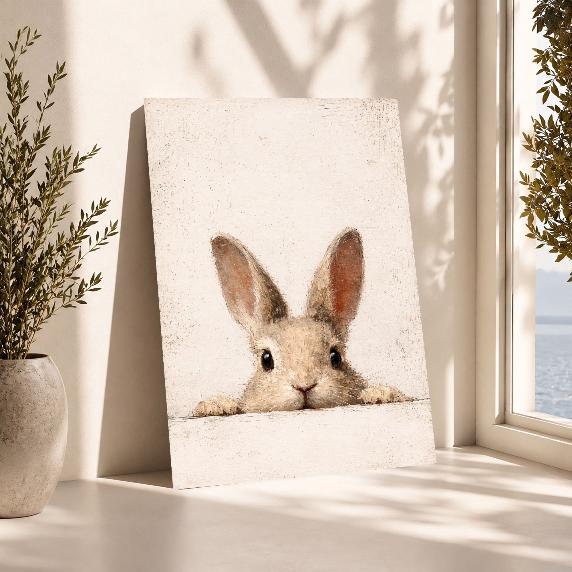 Curious Bunny Minimalist Kids Room Decor - Poster/Canvas